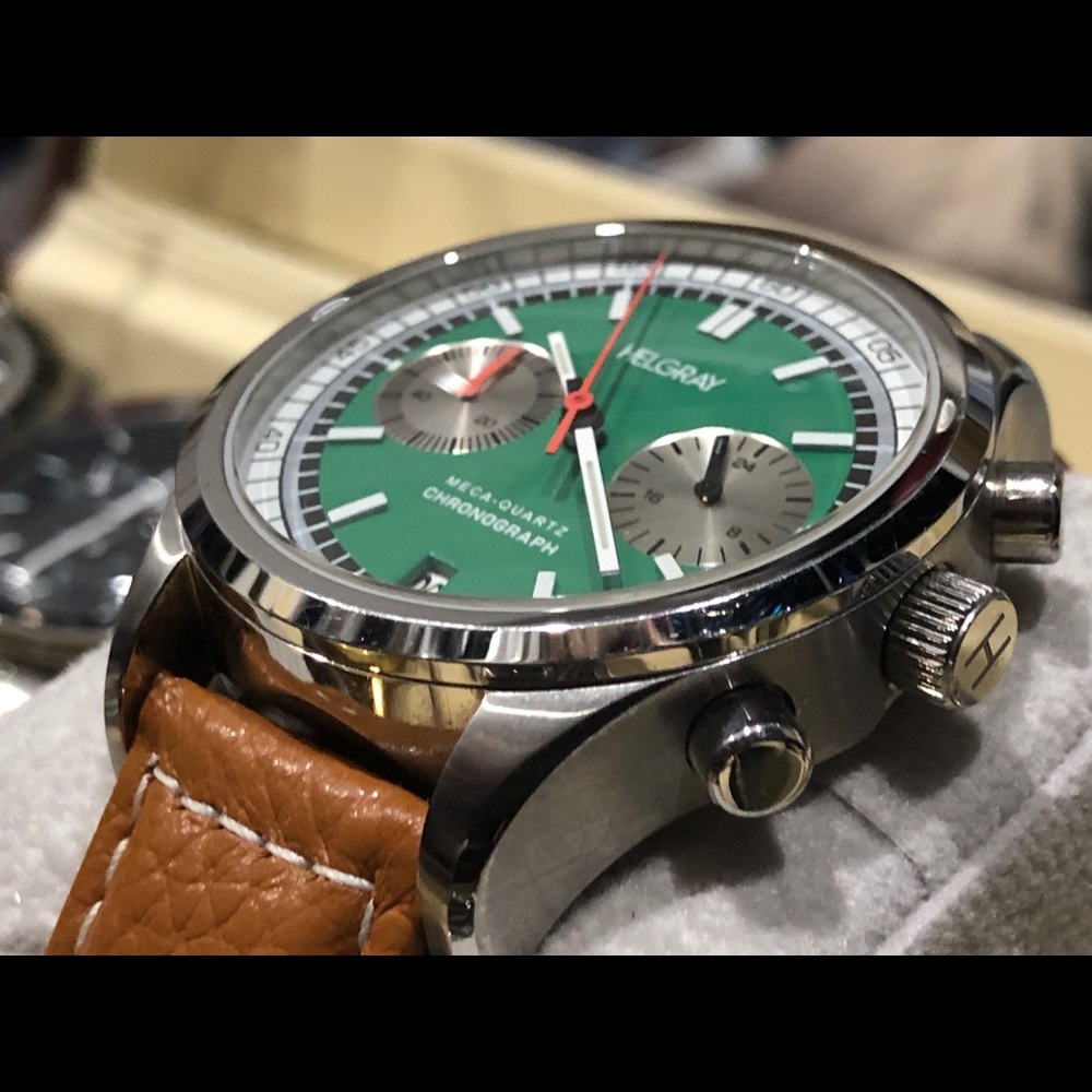 Helgray Silverstone Chronograph (Green/Lt Brown)
